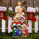 YNGFIL front view showing stacked cats stake, adds festive curb appeal