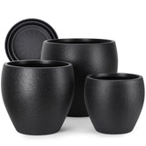 YNNICO front view of three black pots showing sizes and clean design for styling