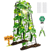 YOBAZAN A-frame trellis front view showing sturdy metal support and tidy structure