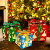 YOFIT lighted present front view showing festive pattern and glow benefit