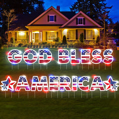 Yoirrat full yard sign set on lawn showing patriotic message and visibility