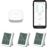 YoLink sensor front display showing comfort level and numeric readings for quick checks