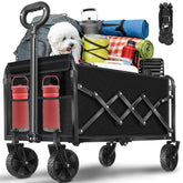 Yollber front view of open wagon showing roomy bed and wheels for easy hauling