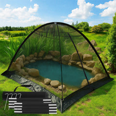 Yoojahow dome net front view showing full pond coverage and tidy protection