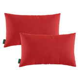 YOOZEKU front view of two red lumbar pillows adding vibrant color and support