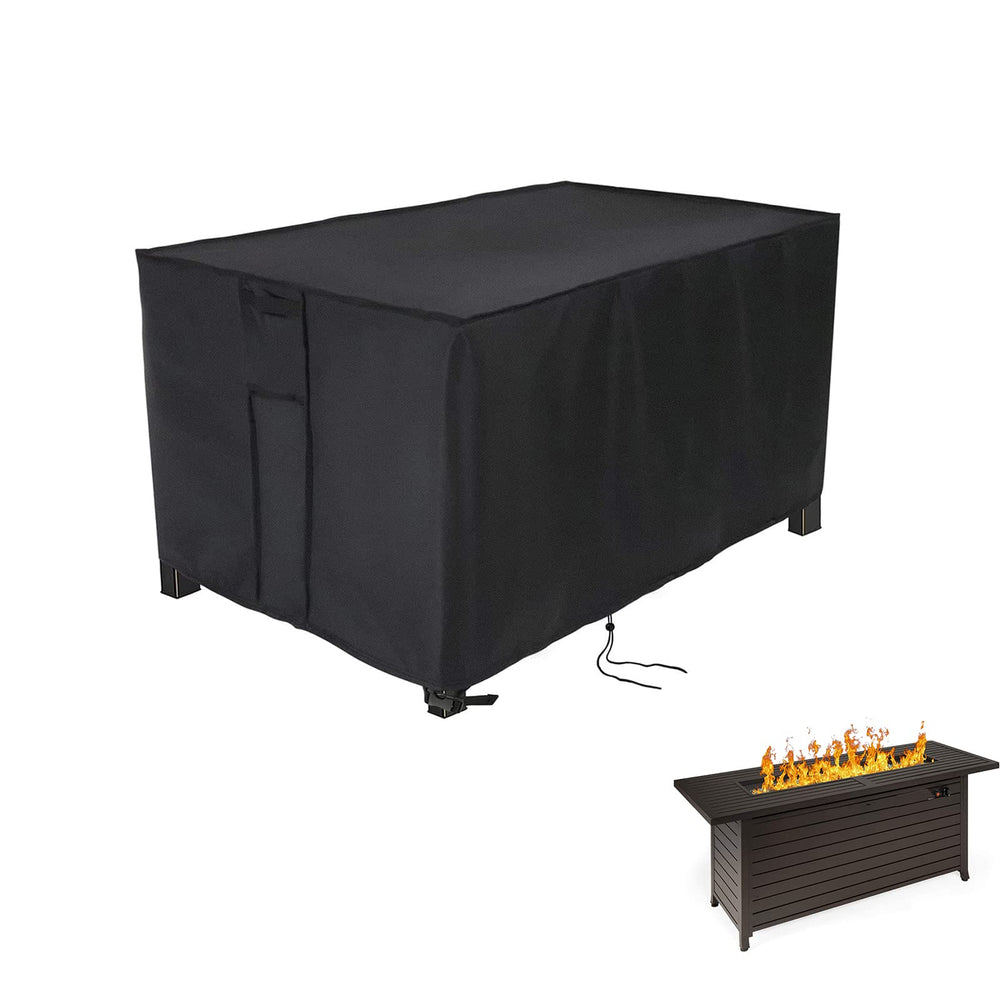 Youlvy front view of cover protecting fire pit, shows full fit and protection