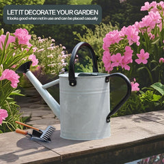 yourjoy metal watering can angled side view highlighting balanced design and stability