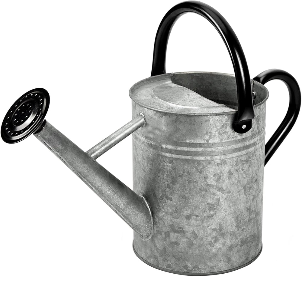 yourjoy metal watering can front view showing durable silver finish and classic shape