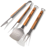 YouTheFan front view of 3-piece Flyers BBQ set showing tools and team branding, durable design
