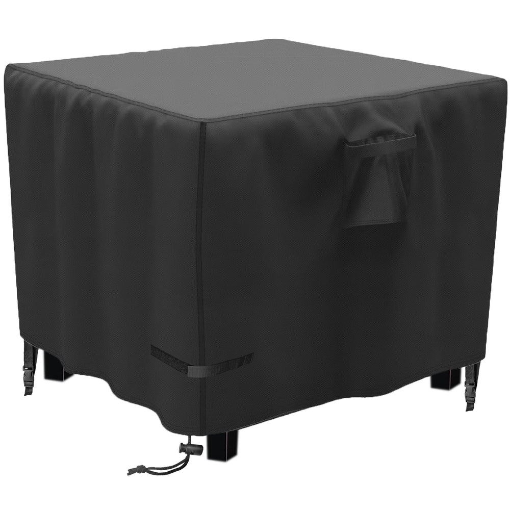 YOWDUTY front view of cover protecting square fire table, weather resistance benefit