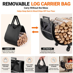 YQBRAO removable log carrier bag close-up collecting bark and wood chips