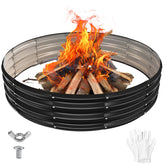 YSEJOMP front view of black fire pit ring showing clean modern look and containment benefit