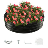 YSEJOMP front view of round raised bed showing clean black finish and stability