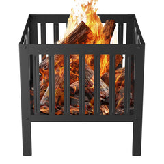 YSEJOMP front view of square fire pit showing compact design and portability