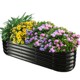 YSEJOMP oval raised bed front view showing sleek black finish and sturdy frame benefits durability