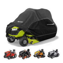 YSPACE front view showing full cover protecting mower, weather defense