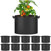 YSSOA front view of 10-pack grow bags shows durable planters and compact packaging benefit