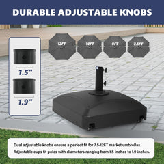 YSSOA steel pipe and knobs assembly showing quick secure umbrella fit
