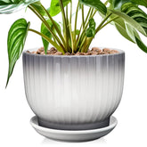 YUFDA front view gray white planter showing modern look and versatile decor benefit