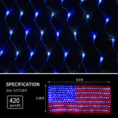 YULIANG flag lit on a porch at night, adding festive patriotic ambiance