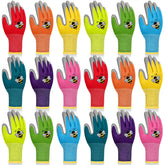 Yumoin front packaging showing 18 pairs of small kids gardening gloves for easy selection and storage