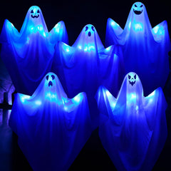YUNVI front view of five hanging ghosts showing packaging and included set benefit