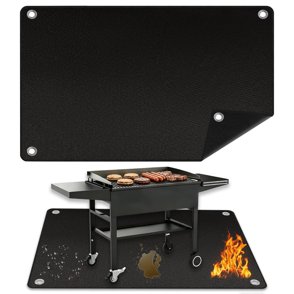 YVVZHOU PANN front view of full 65x45 inch mat protecting deck