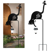 YY-Ladybug front view of metal cat stake showing decorative lantern and durable finish