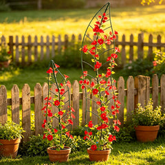 YY-Ladybug metal stake inserted into soil illustrating easy installation and stability