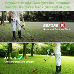 zamazi handle installed on a string trimmer for upright trimming benefit