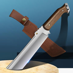 zarfand machete front view showing full blade and sheath, highlights durability