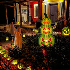 ZeahVeyora illuminated Jack O' Melon glowing in a lawn for night visibility