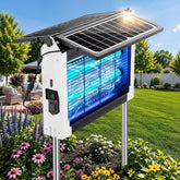 zechuan front view of solar bug zapper showing compact design and benefits
