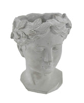 Zeckos front view of Greek grey head planter showing classical silhouette and versatile styling
