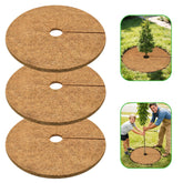 ZeeDix front view of three 30-inch coir tree rings showing neat packaging and benefit of tidy bases