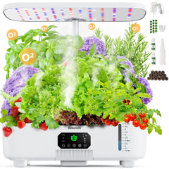 Zekeson front view of hydroponic garden showing compact design and neat countertop placement