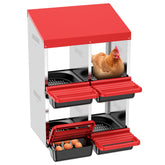 ZenxyHoC front view of red two-tier nesting box shows organized egg compartments and easy access