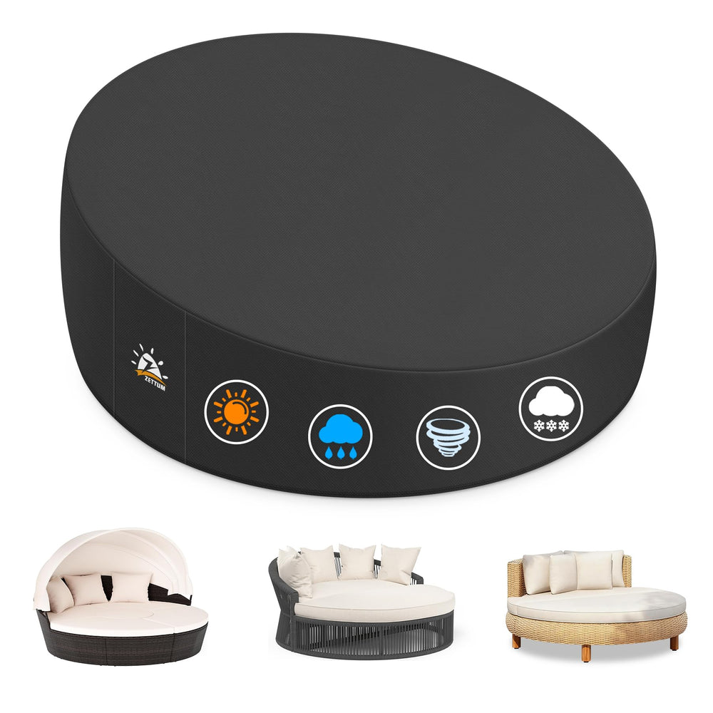 Zettum front view of 75-inch daybed cover showing full patio protection