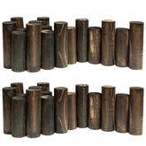 ZEZUT front view of solid log fence showing rustic curb appeal