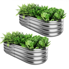 ZFHgarden front view of 4x2x1 ft galvanized planter showing sturdy construction and curb appeal