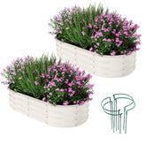 ZFHgarden front view of two white galvanized planter beds showing clean lines and durable finish