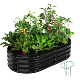 ZFHgarden galvanized planter front view showing sturdy black finish and tidy planting area
