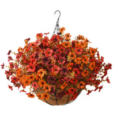 ZFProcess front view of hanging flowers basket showing full seasonal curb appeal