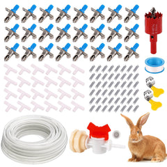ZHEQOGZH front packaging view showing complete rabbit watering kit benefits