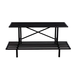 Zhongma front view of 2-tier plant stand showing sturdy support and space savings