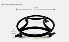 Zhongma side profile of caddy under large planter demonstrating sturdy support