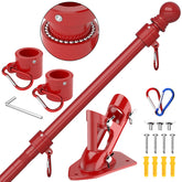 ZMTECH flag pole front view showing full pole and top ball, durable outdoor display