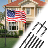 ZMTECH full front view of assembled flag pole showing stable display