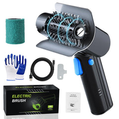 Zoeger front view packaging showing cordless grill brush and benefits