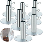 Zonon front view of eight galvanized foot pads showing compact, durable design